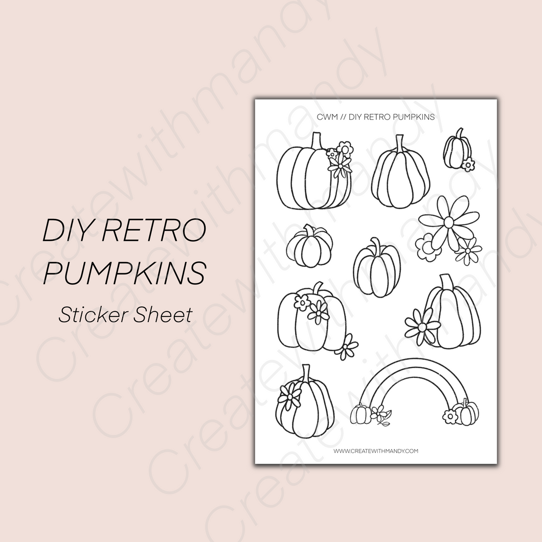 DIY RETRO PUMPKINS Sticker Sheet