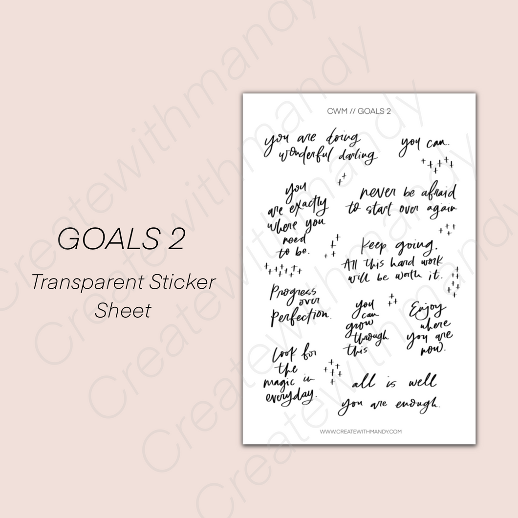 GOALS 2 Transparent Sticker Sheet