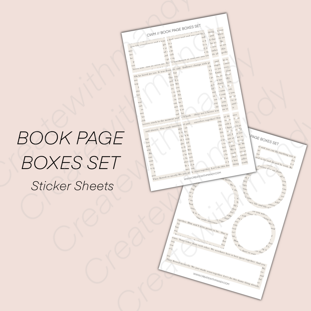 BOOK PAGE BOXES SET Sticker Sheets