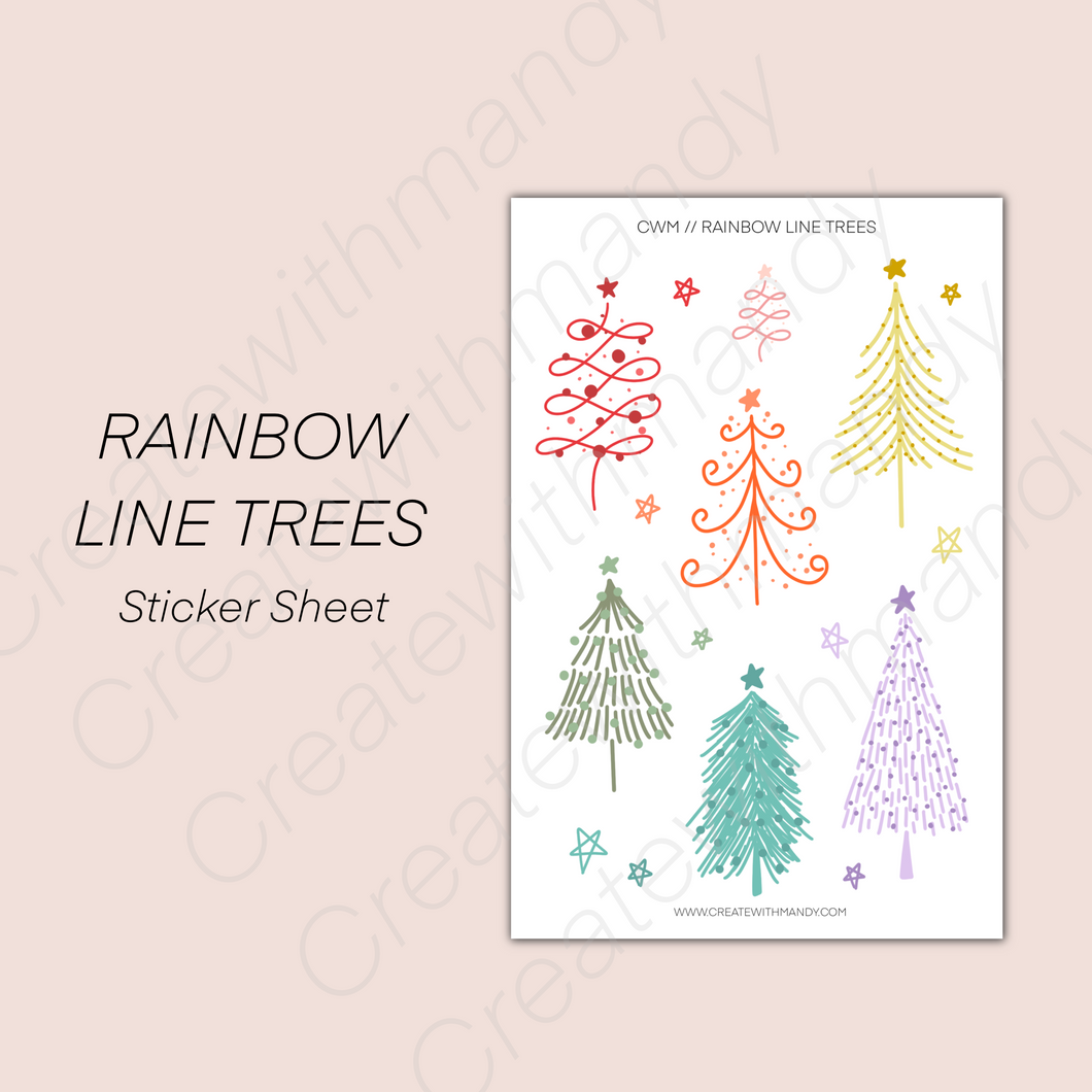 RAINBOW LINE TREES Sticker Sheet