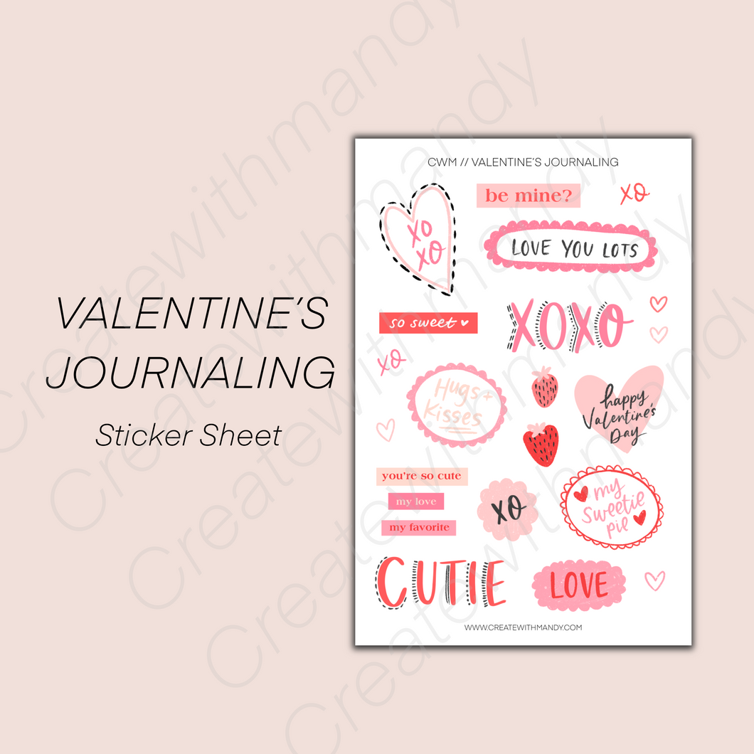 VALENTINE’S JOURNALING Sticker Sheet