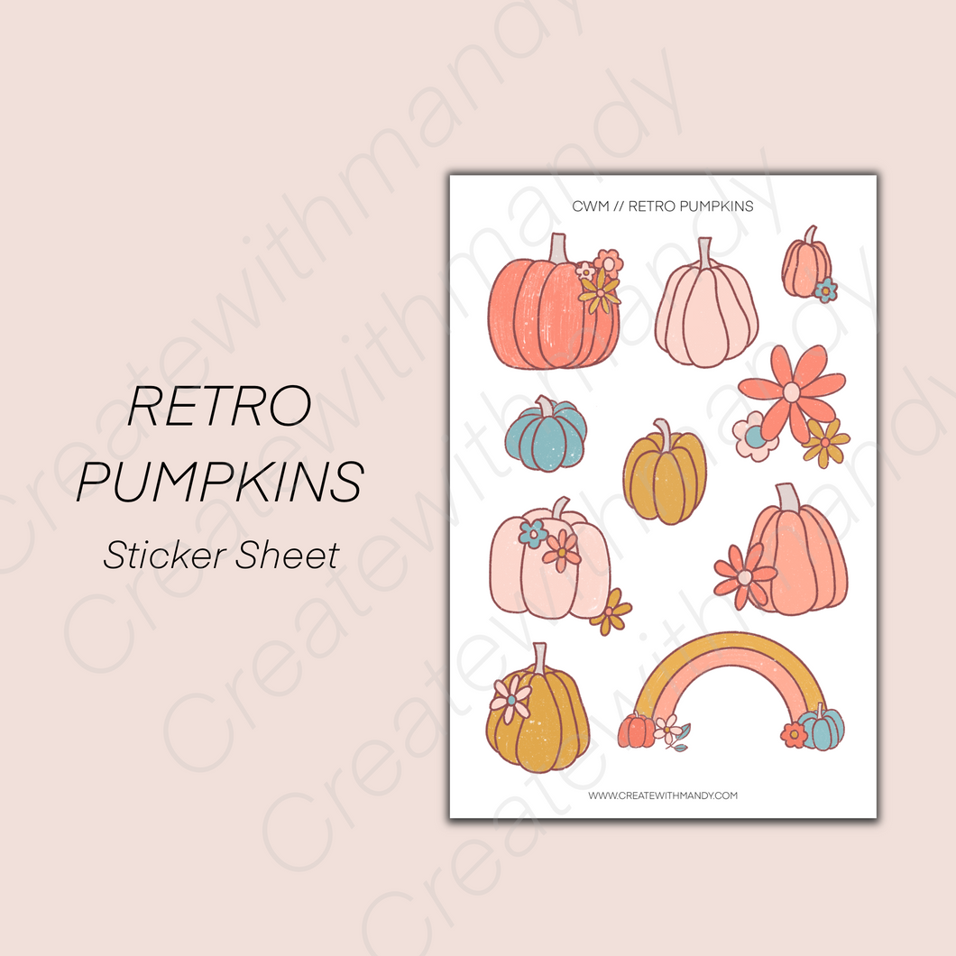 RETRO PUMPKINS Sticker Sheet