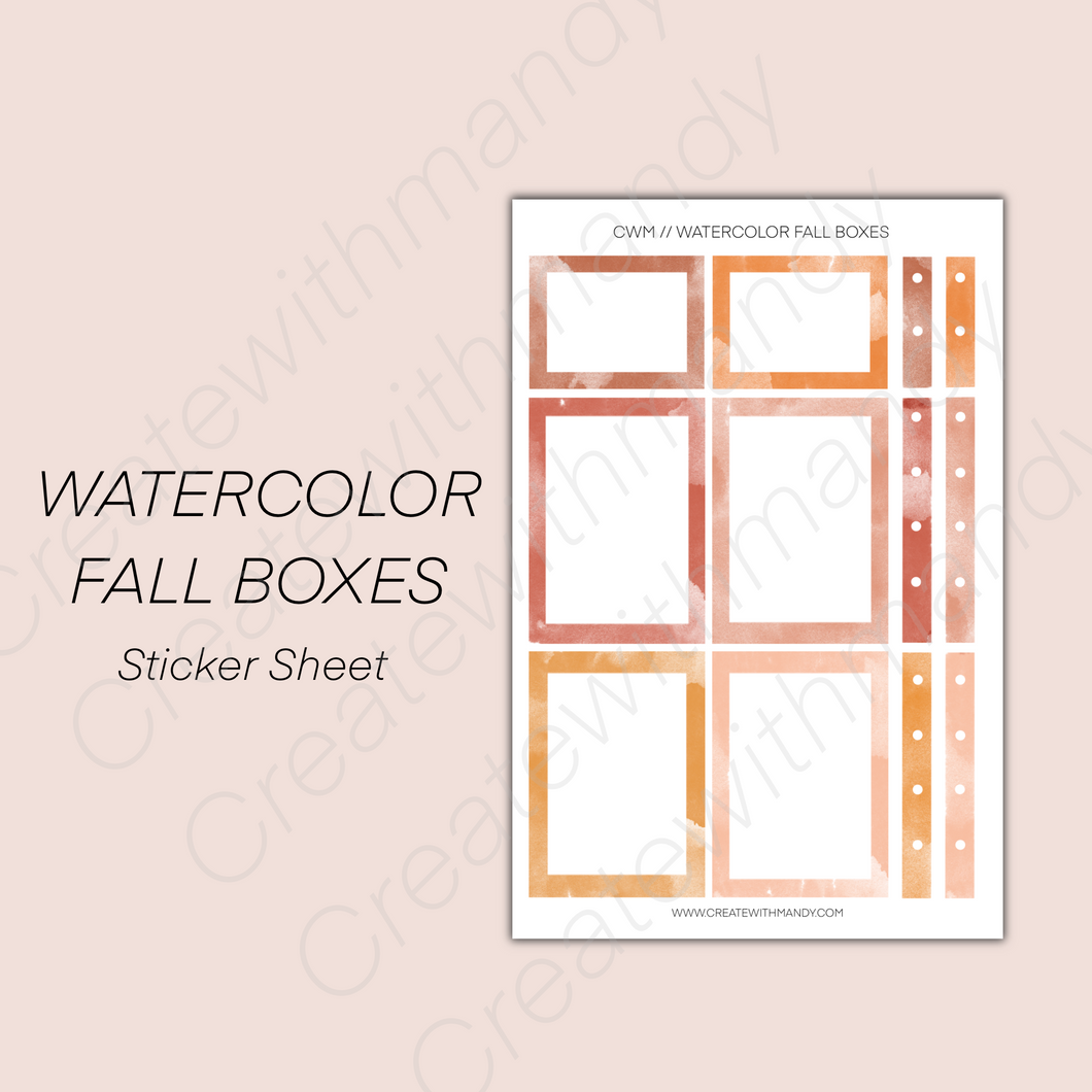 WATERCOLOR FALL BOXES Sticker Sheet