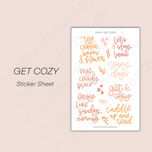 Load image into Gallery viewer, GET COZY Sticker Sheet
