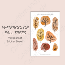 Load image into Gallery viewer, WATERCOLOR FALL TREES Transparent Sticker Sheet
