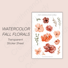 Load image into Gallery viewer, WATERCOLOR FALL FLORALS Transparent Sticker Sheet
