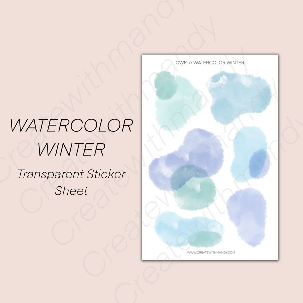WATERCOLOR WINTER Transparent Sticker Sheet