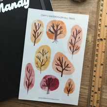 Load image into Gallery viewer, WATERCOLOR FALL TREES Transparent Sticker Sheet
