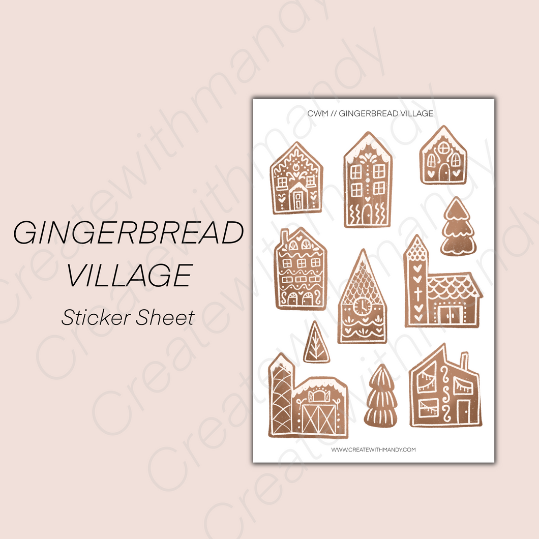 GINGERBREAD VILLAGE Sticker Sheet