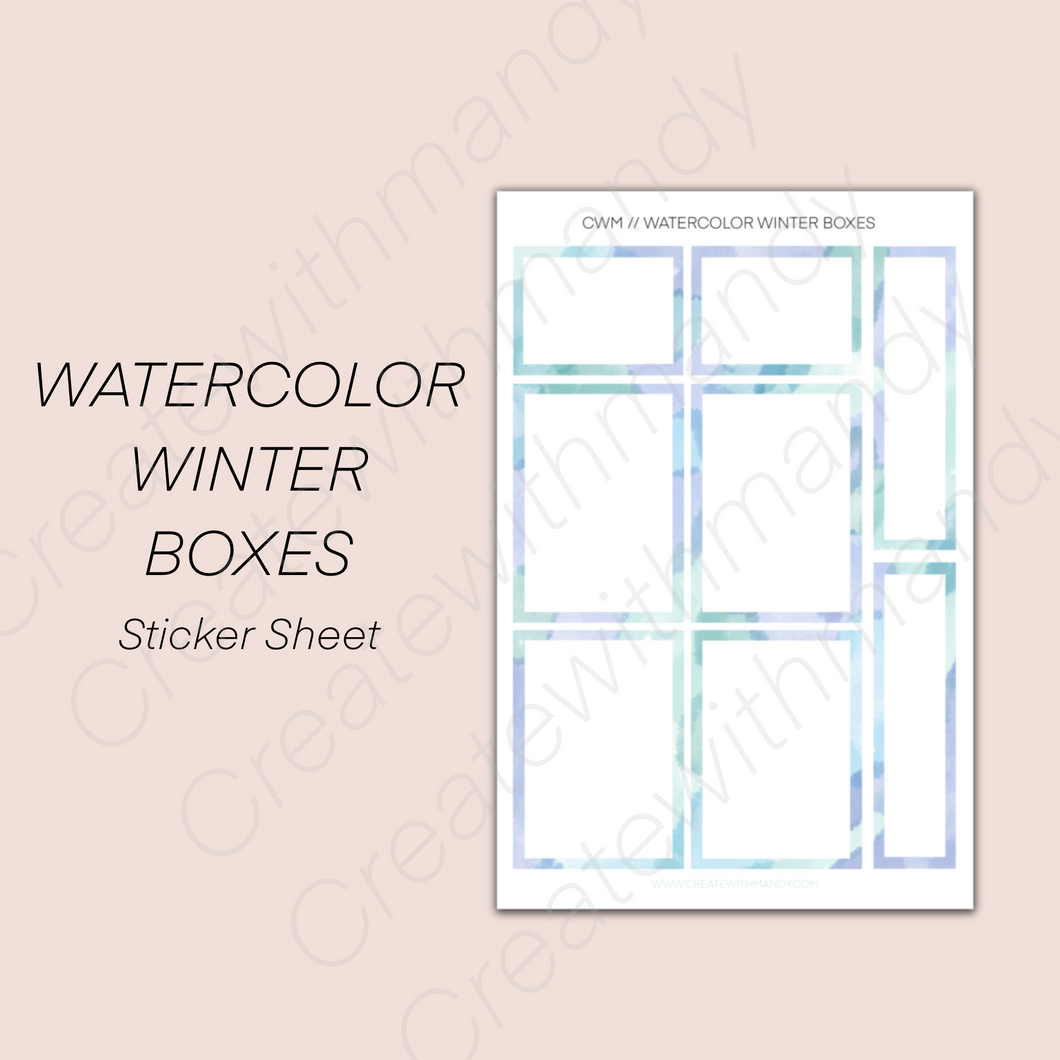 WATERCOLOR WINTER BOXES Sticker Sheet