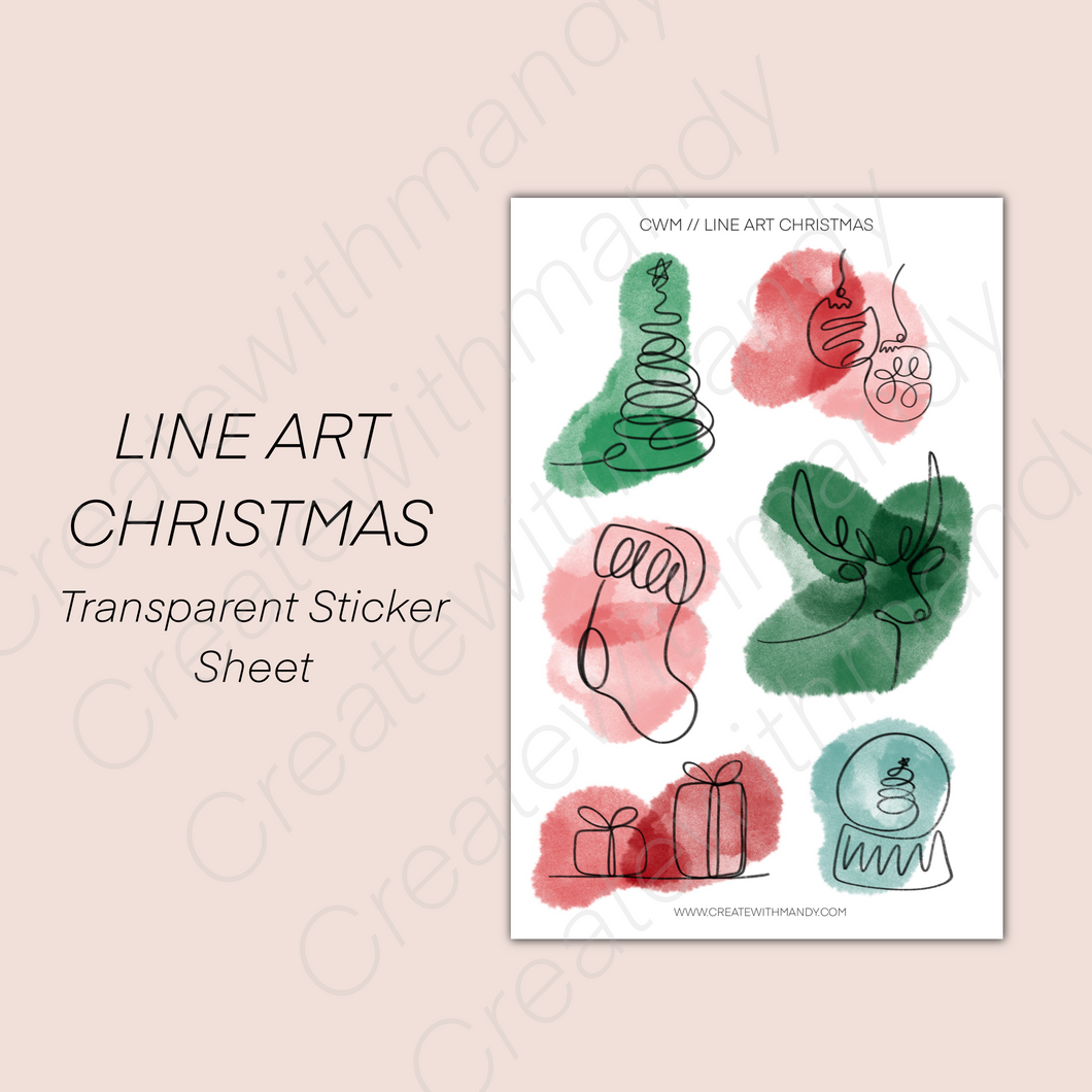LINE ART CHRISTMAS Transparent Sticker Sheet