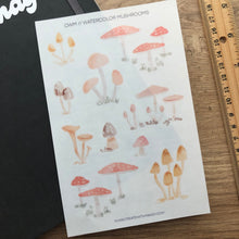 Load image into Gallery viewer, WATERCOLOR MUSHROOMS Transparent Sticker Sheet
