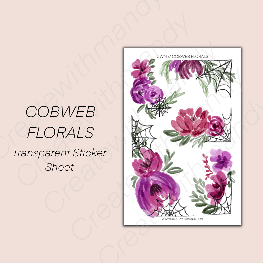 COBWEB FLORALS Transparent Sticker Sheet