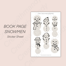 Load image into Gallery viewer, BOOK PAGE SNOWMEN Sticker Sheet

