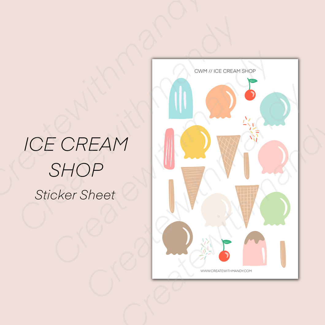ICE CREAM SHOP Sticker Sheet
