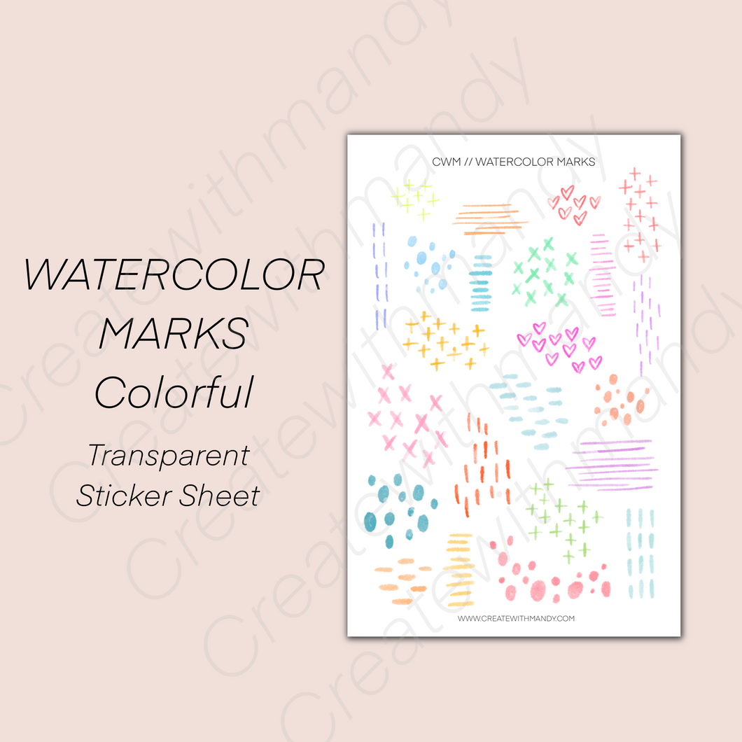 WATERCOLOR MARKS Transparent Sticker Sheets