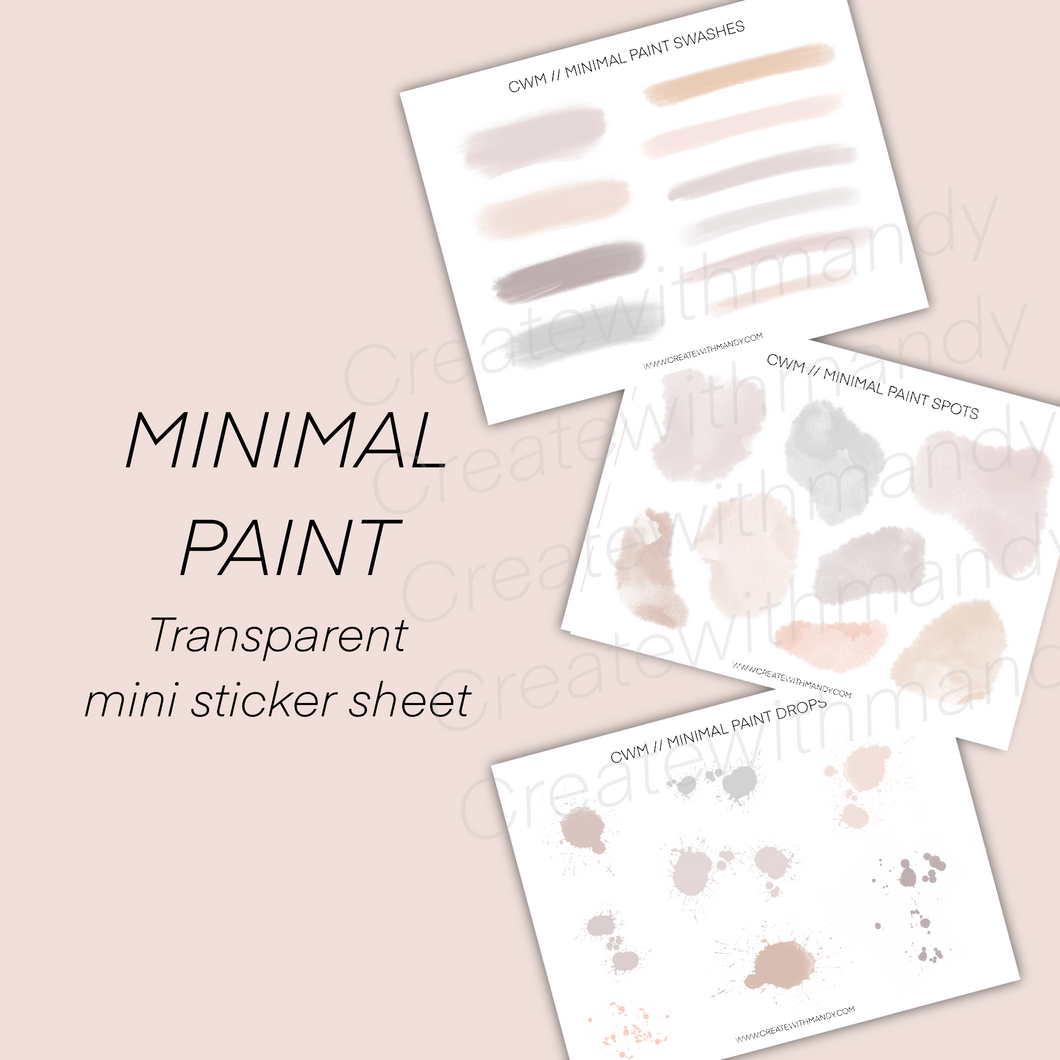 MINIMAL PAINT Transparent Mini Sticker Sheets