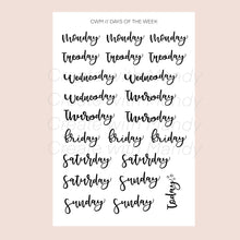 Load image into Gallery viewer, DAYS Of The WEEK Sticker Sheet
