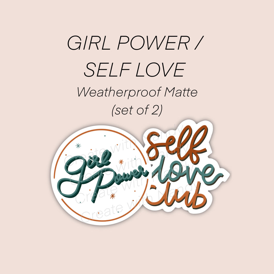 Girl Power & Self Love Club Weatherproof Die Cut Stickers