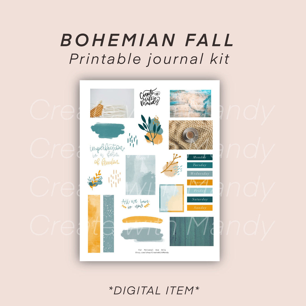 DIGITAL Bohemian Fall Printable Kit