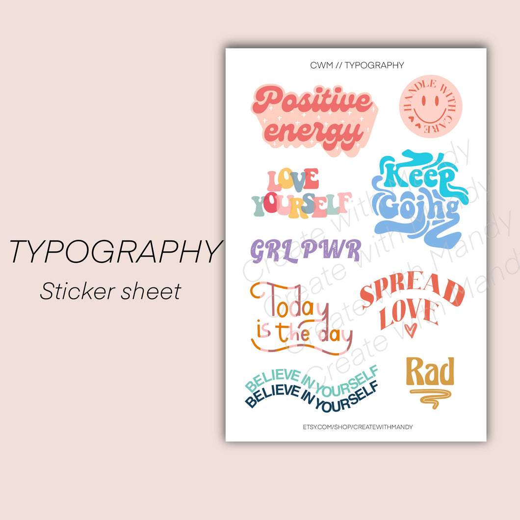 TYPOGRAPHY Sticker Sheet