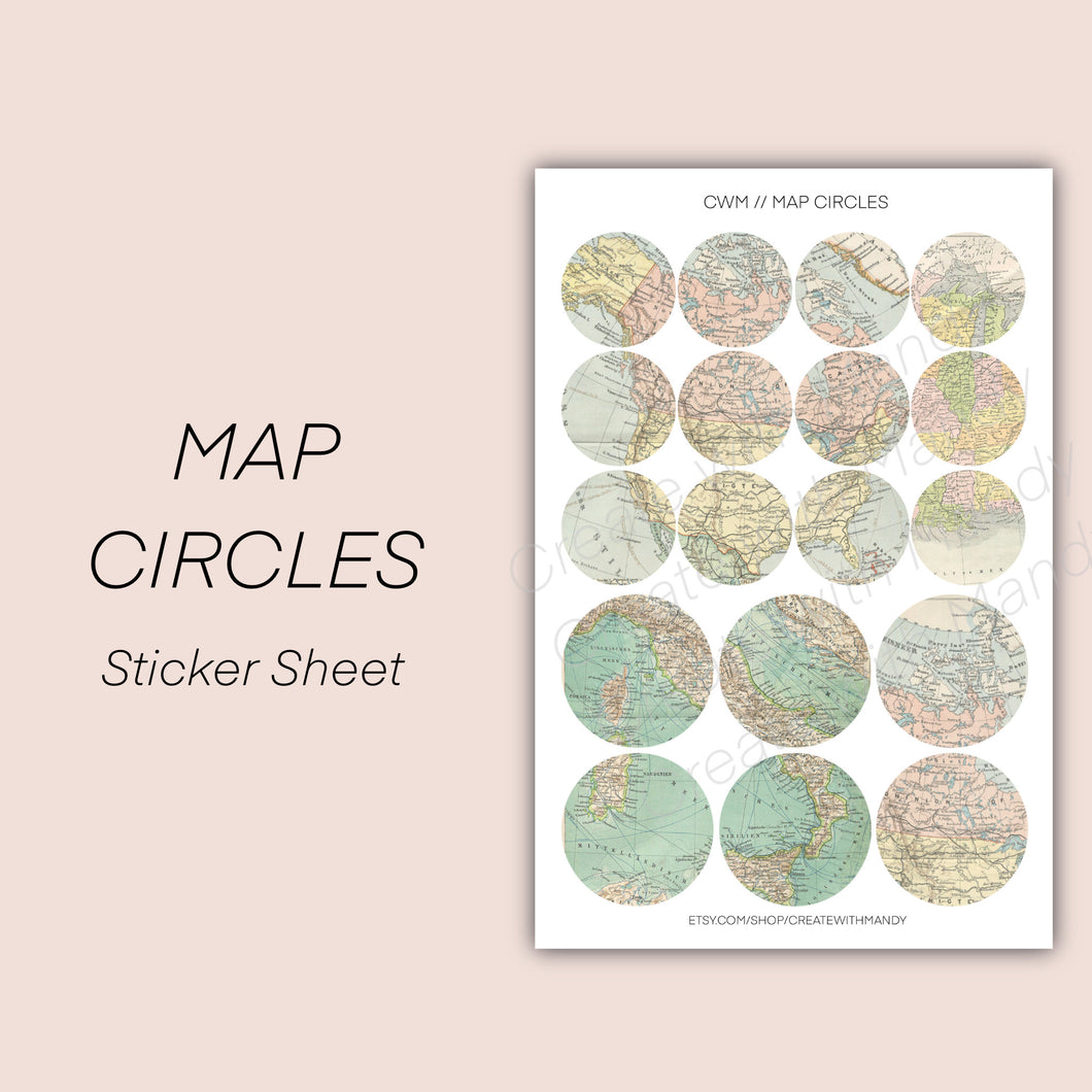 MAP CIRCLES Sticker Sheet