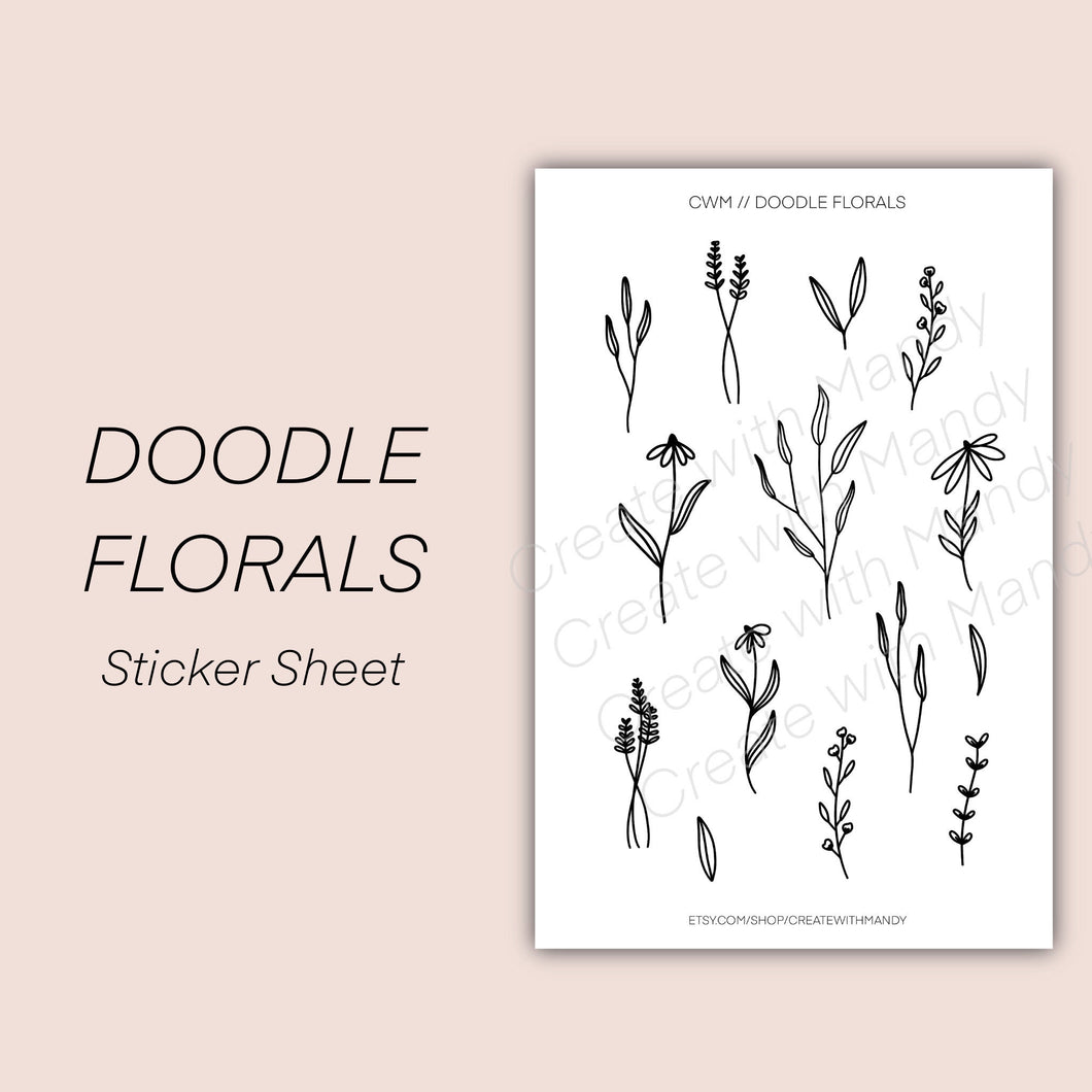 DOODLE FLORALS Sticker Sheet