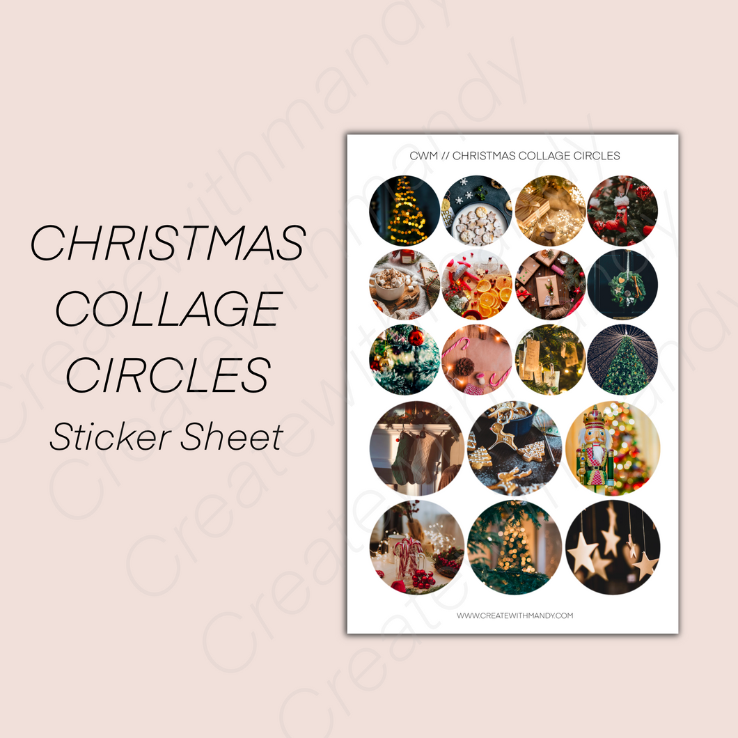 CHRISTMAS COLLAGE CIRCLES Sticker Sheet