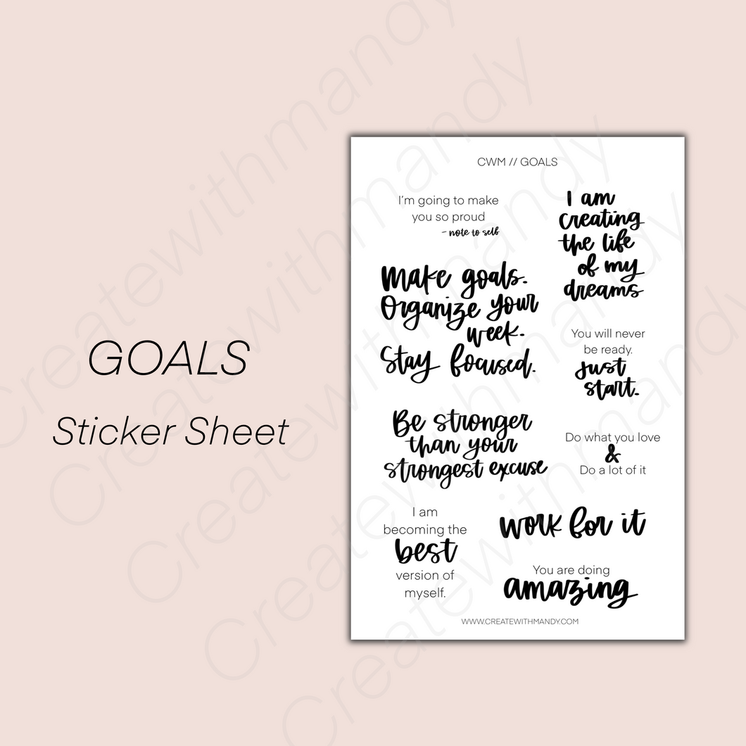 GOALS Sticker Sheet
