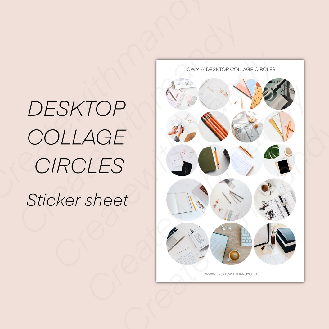 DESKTOP COLLAGE CIRCLES Sticker Sheet