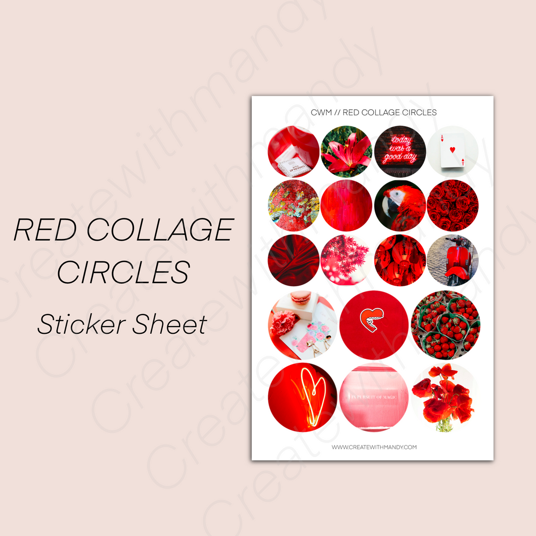 RED COLLAGE CIRCLES Sticker Sheet