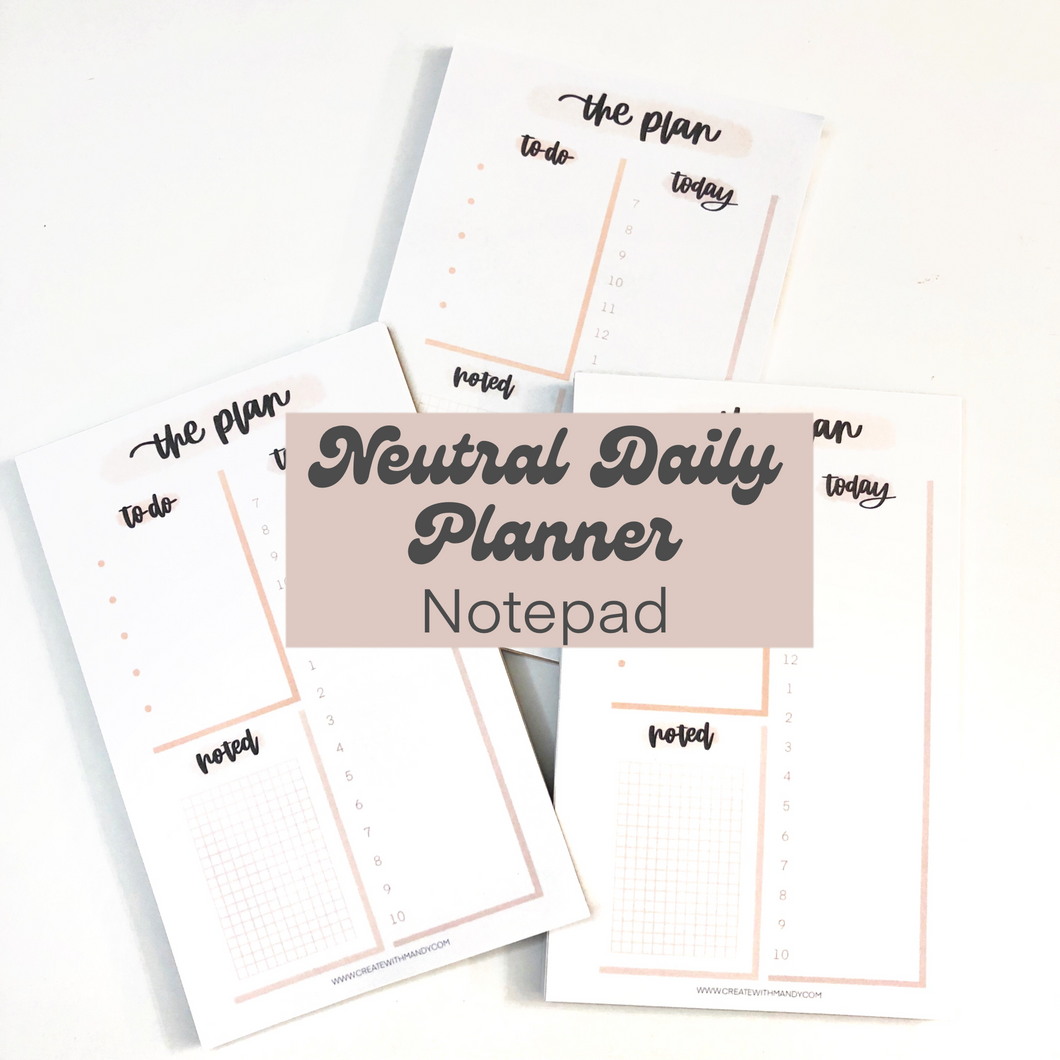 NEUTRAL DAILY PLANNER Notepad