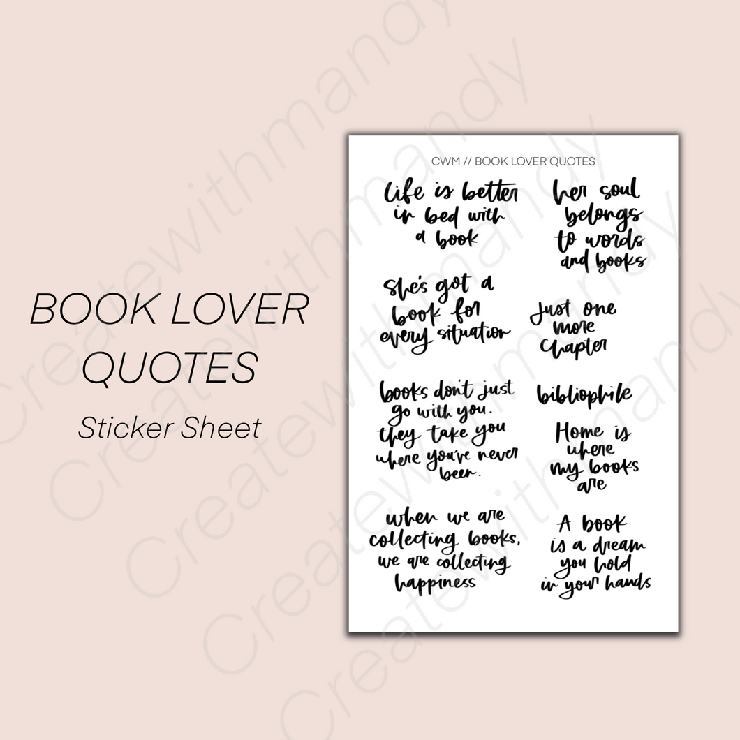 BOOK LOVER QUOTES Sticker Sheet