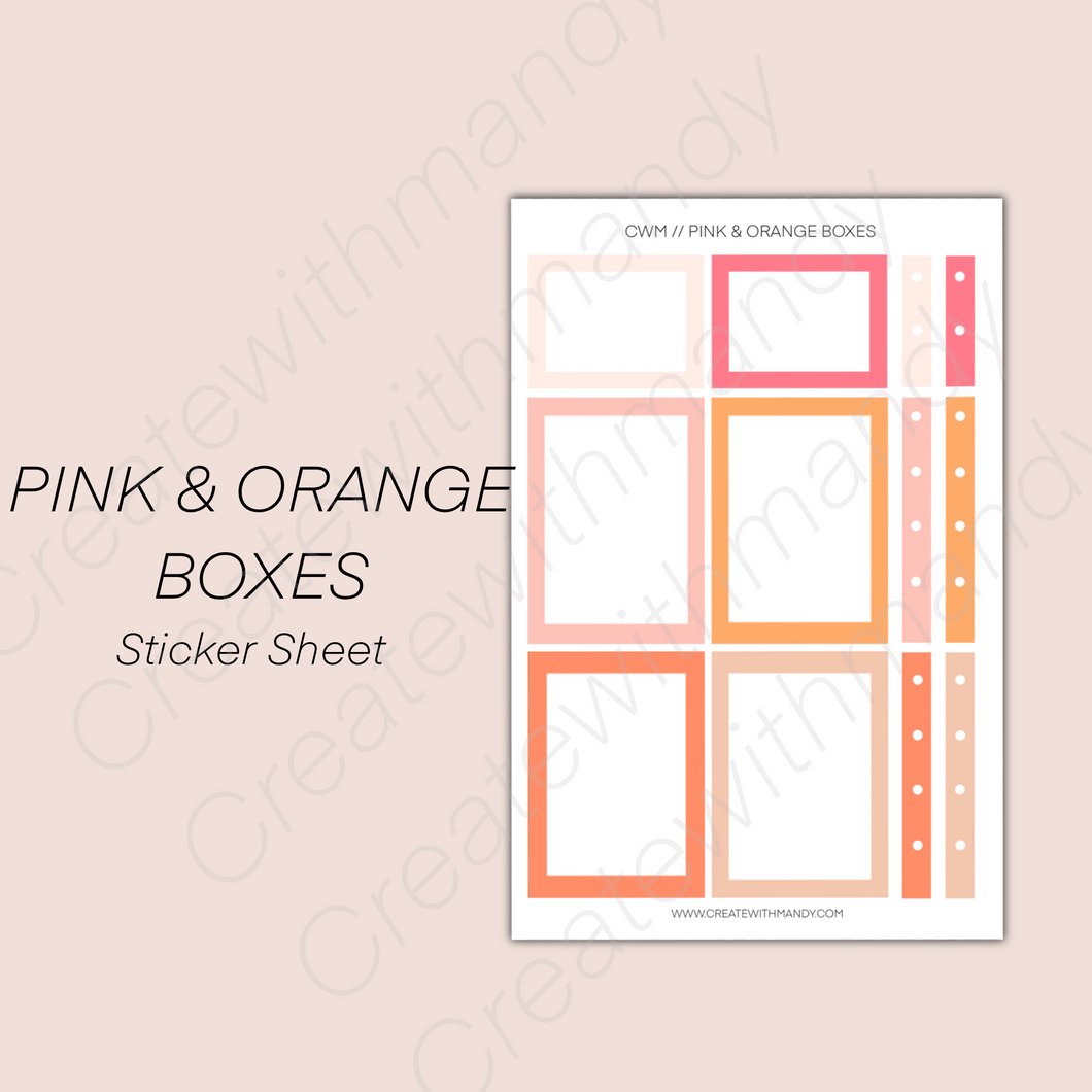 PINK & ORANGE BOXES Sticker Sheet