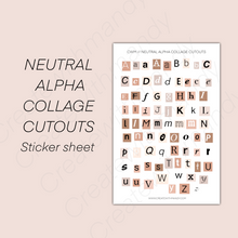 Load image into Gallery viewer, NEUTRAL ALPHA COLLAGE CUTOUTS Sticker Sheet
