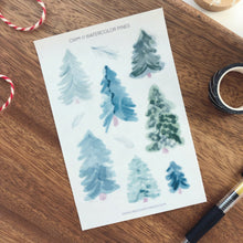 Load image into Gallery viewer, WATERCOLOR PINES Sticker Sheet
