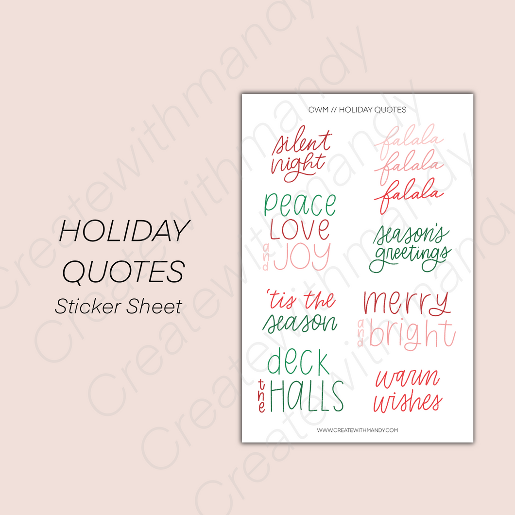 HOLIDAY QUOTES Sticker Sheet