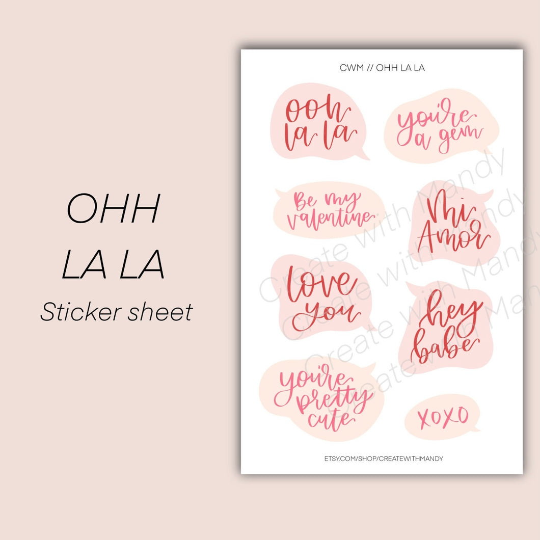 OOH LA LA Sticker Sheet