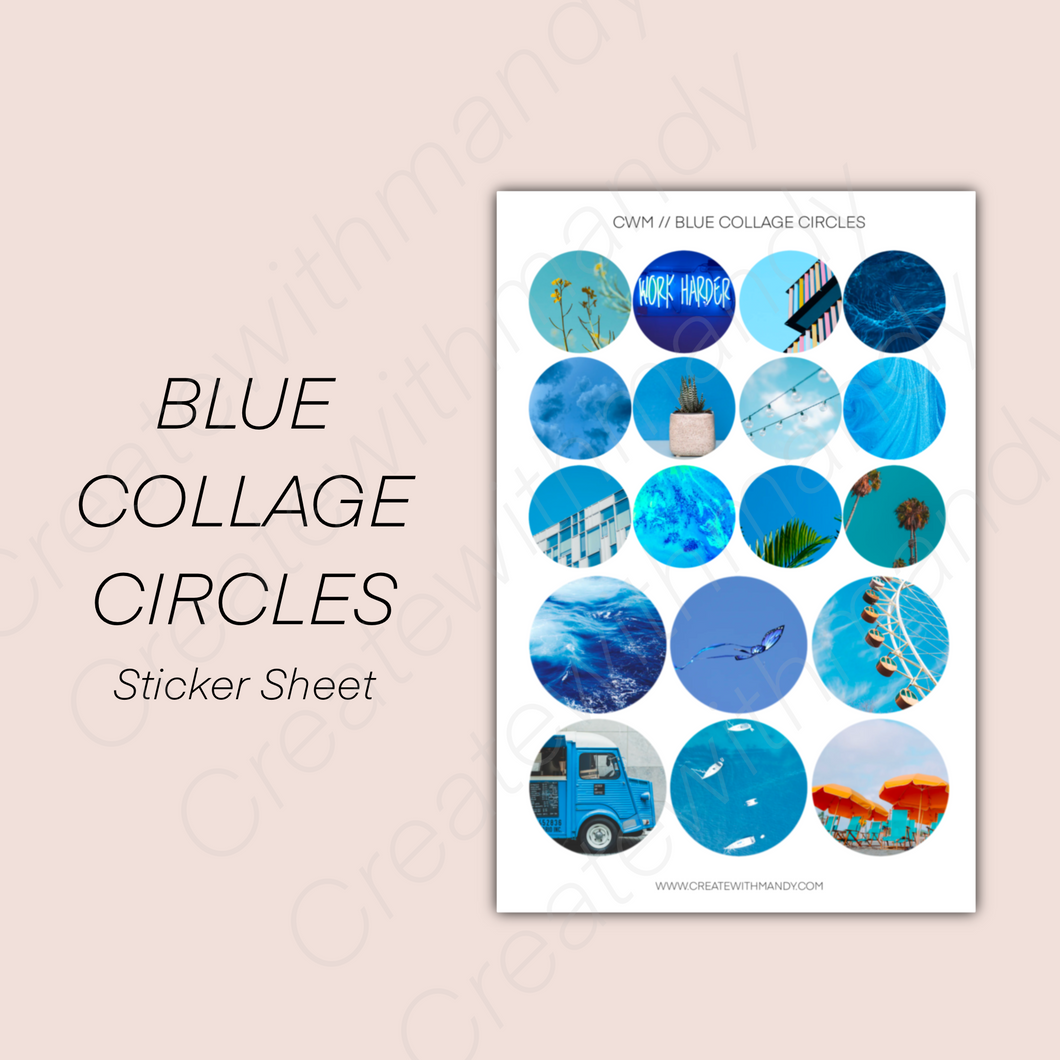 BLUE COLLAGE CIRCLES Sticker Sheet