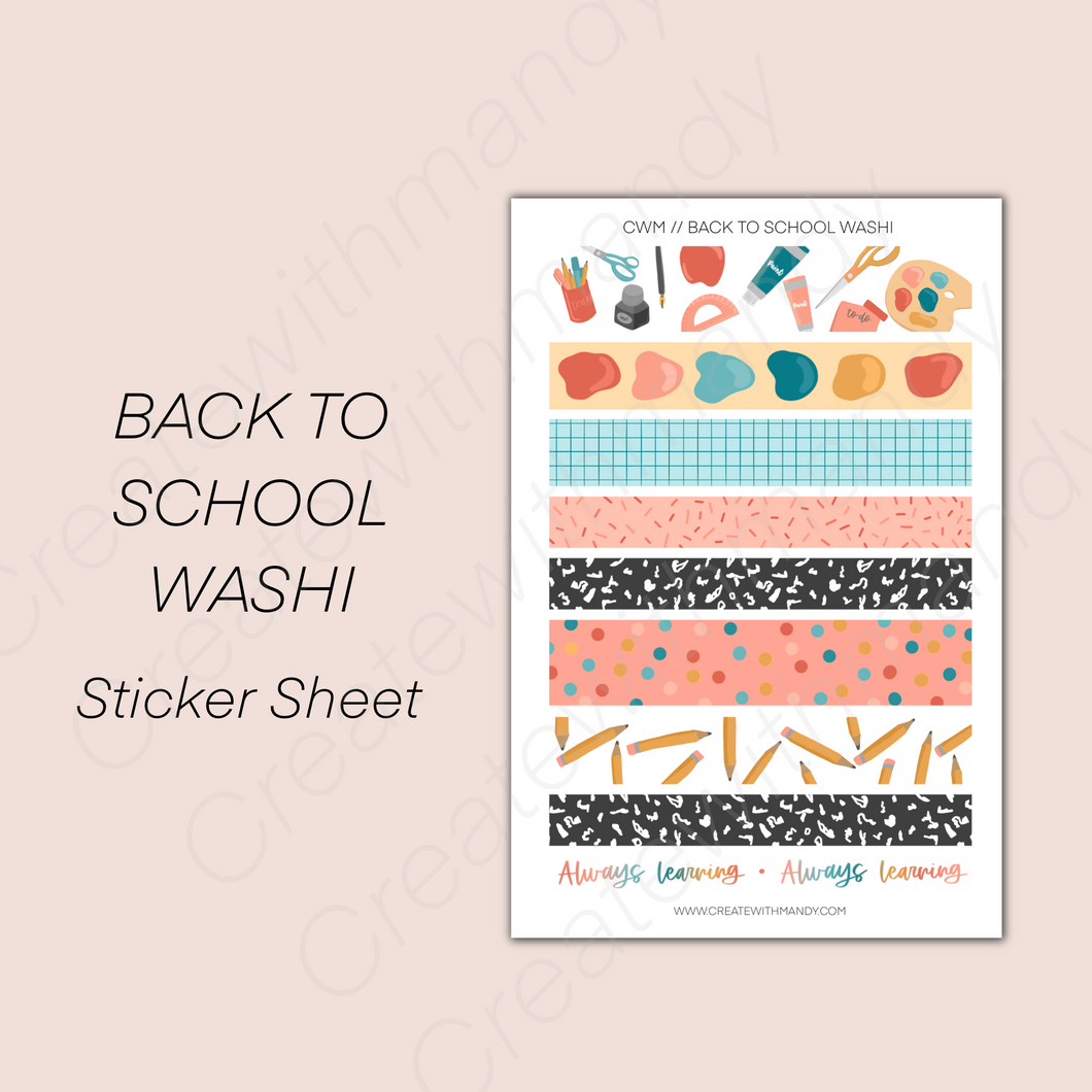 BACK TO SCHOOL WASHI Sticker Sheet