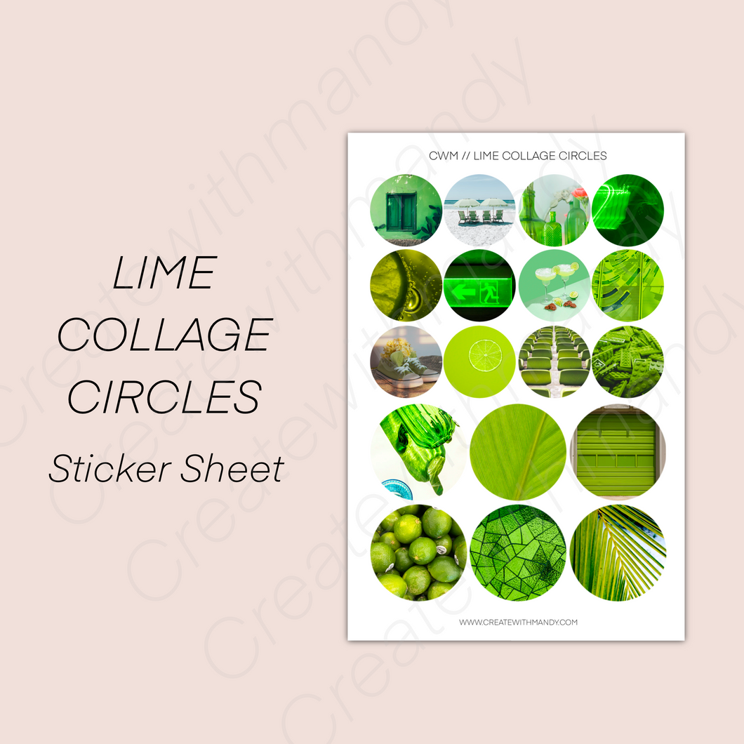 LIME COLLAGE CIRCLES Sticker Sheet