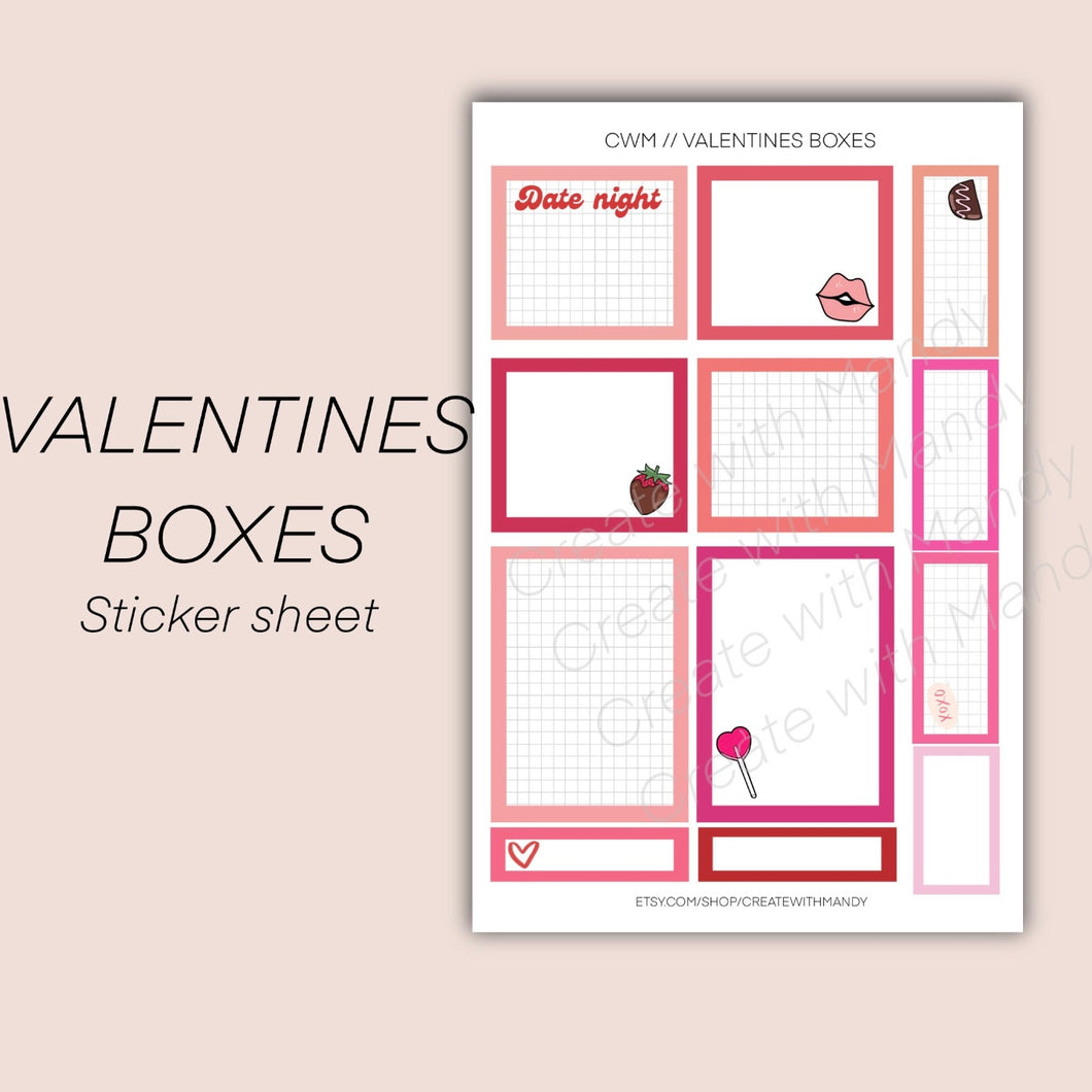 VALENTINES BOXES Sticker Sheet