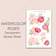 Load image into Gallery viewer, WATERCOLOR ROSES Transparent Sticker Sheet
