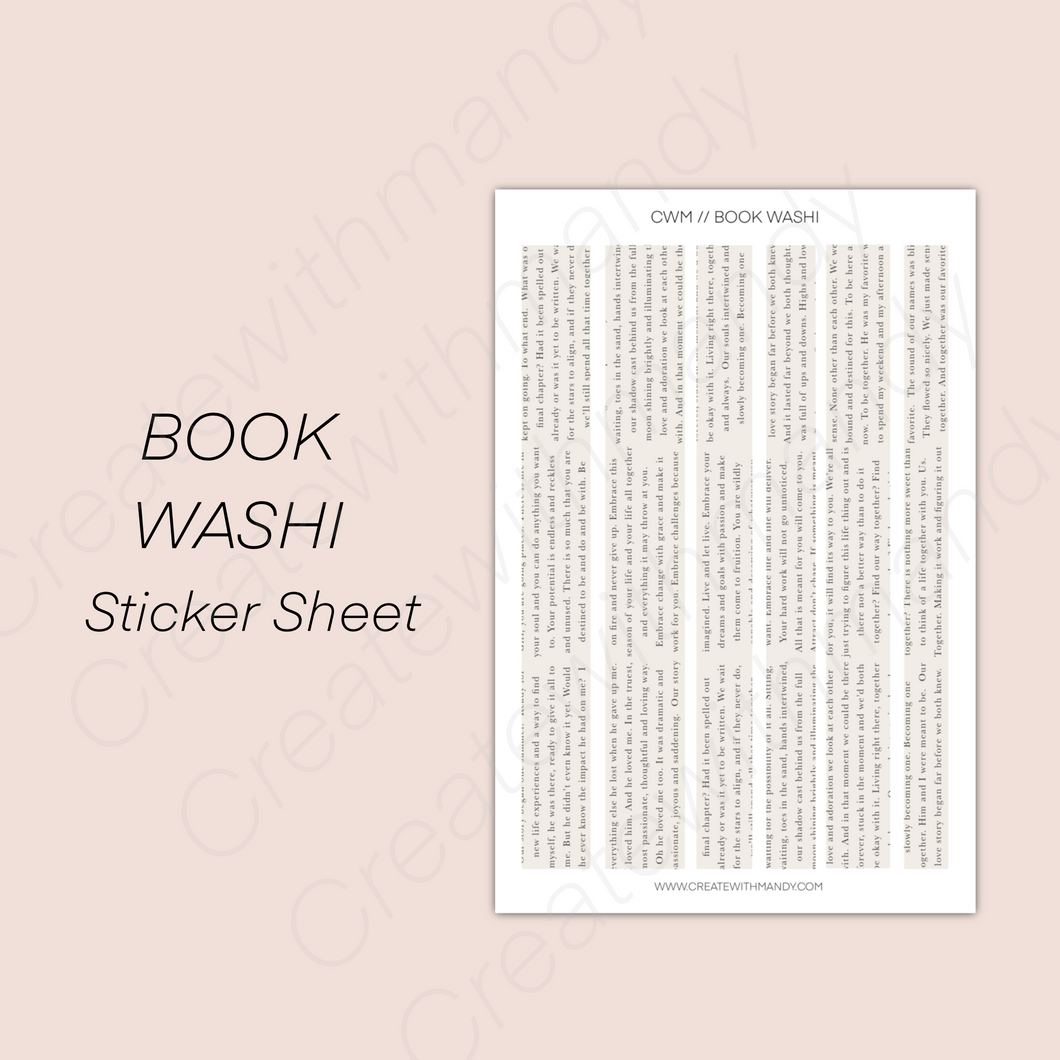 BOOK WASHI Sticker Sheet