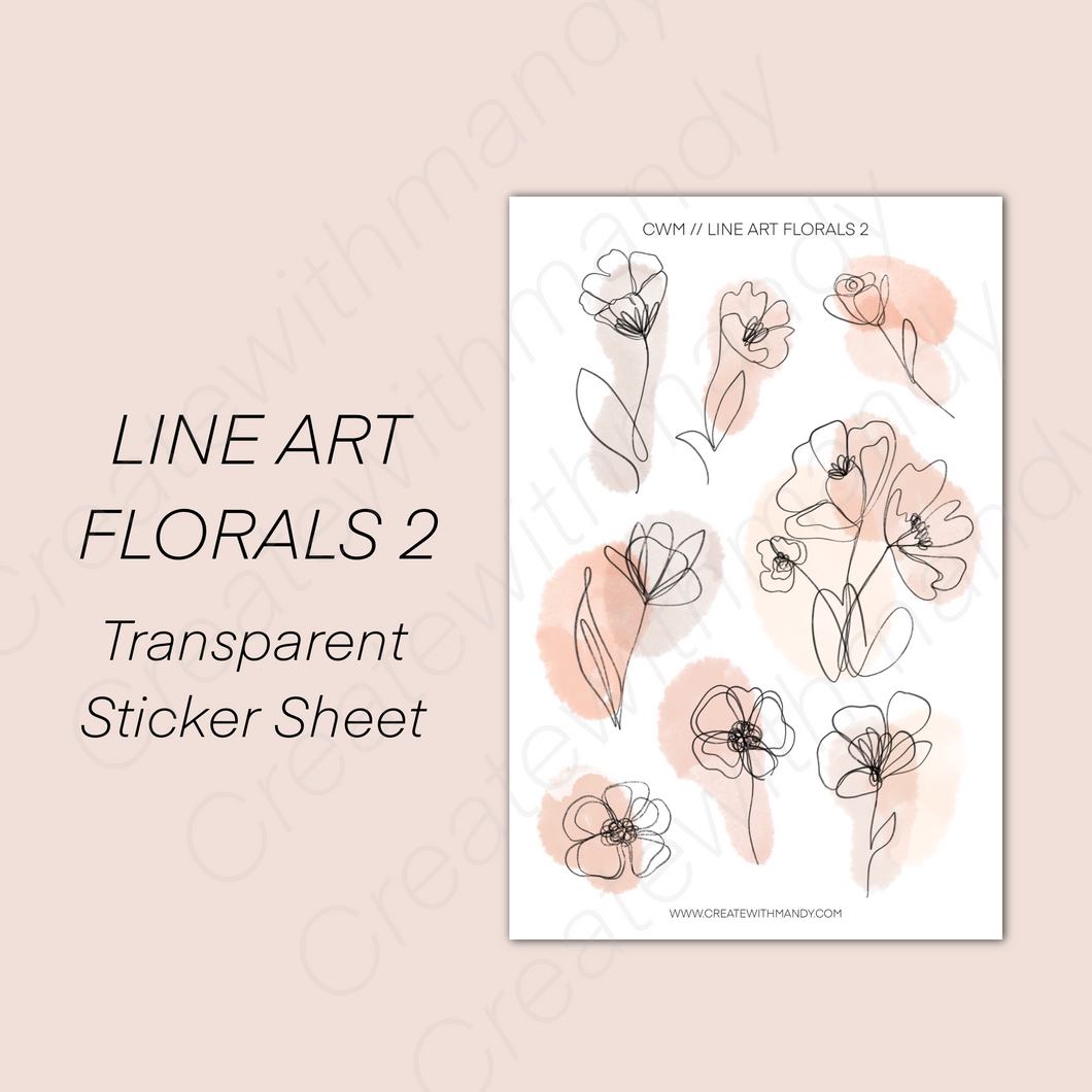LINE ART FLORALS 2 Sticker Sheet