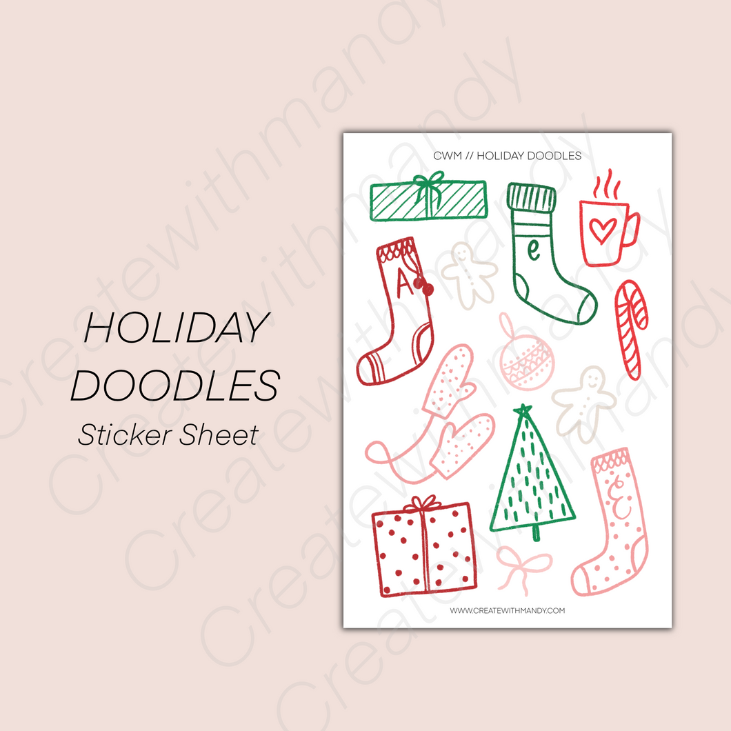 HOLIDAY DOODLES Sticker Sheet