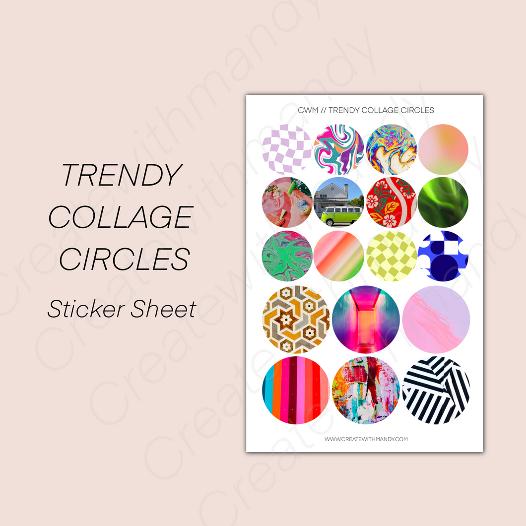 TRENDY COLLAGE CIRCLES Sticker Sheet