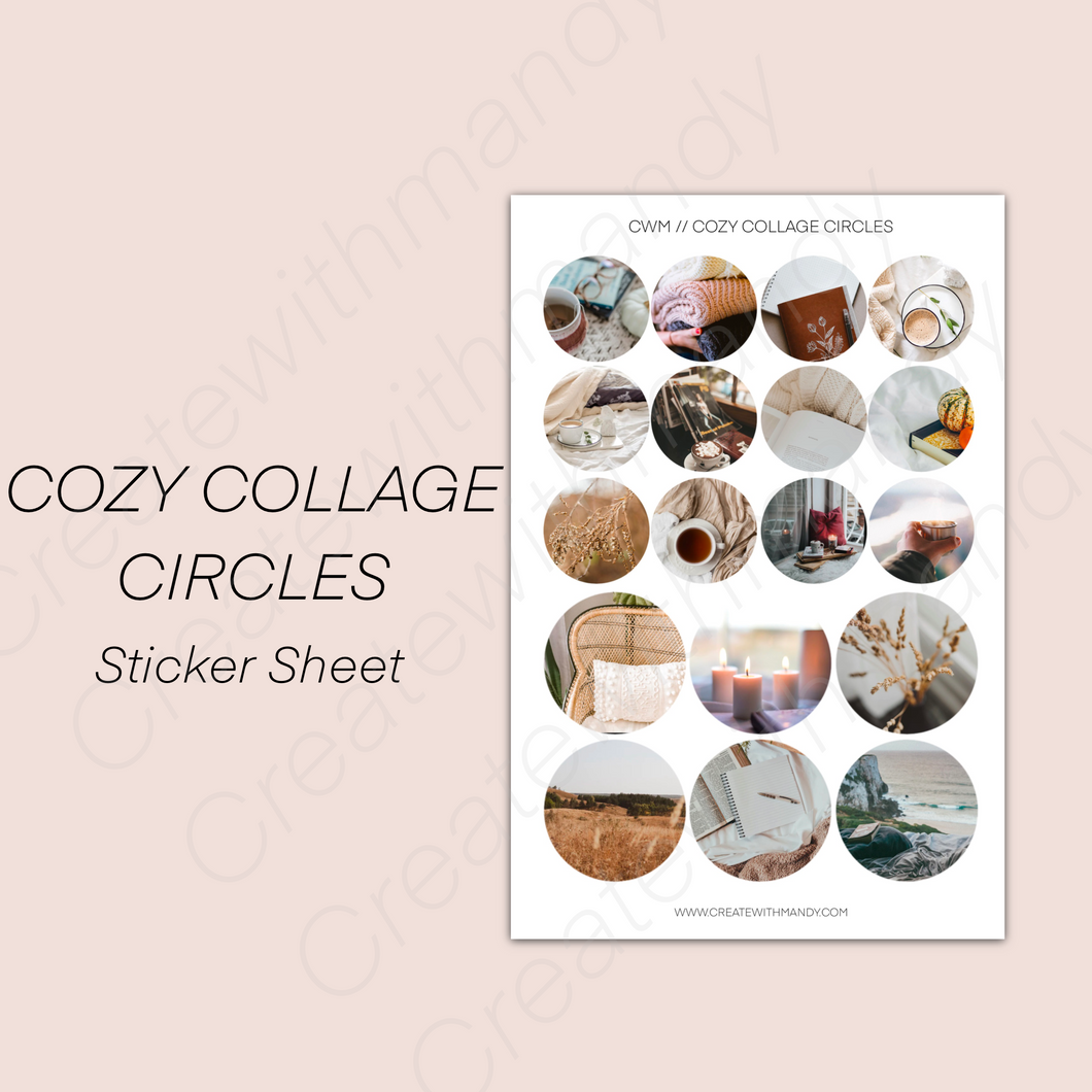 COZY COLLAGE CIRCLES Sticker Sheet