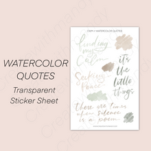 Load image into Gallery viewer, WATERCOLOR QUOTES Sticker Sheet

