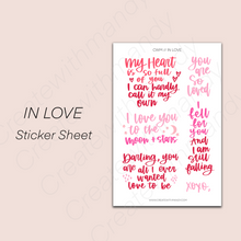 Load image into Gallery viewer, IN LOVE Sticker Sheet
